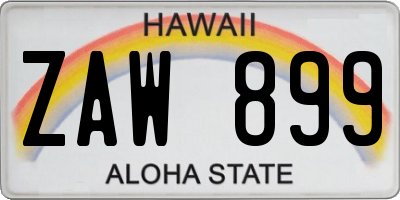 HI license plate ZAW899