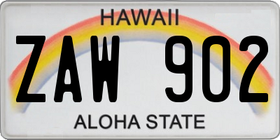 HI license plate ZAW902