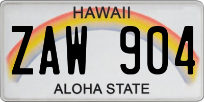 HI license plate ZAW904