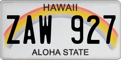 HI license plate ZAW927