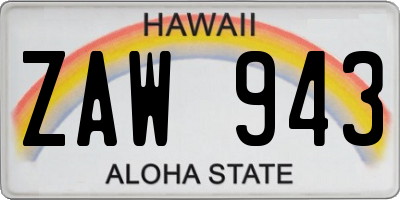 HI license plate ZAW943