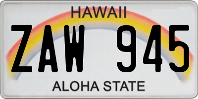 HI license plate ZAW945
