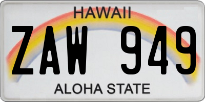 HI license plate ZAW949