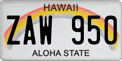HI license plate ZAW950
