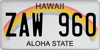 HI license plate ZAW960