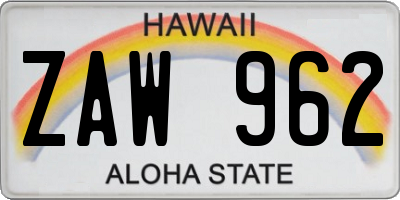 HI license plate ZAW962