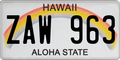 HI license plate ZAW963