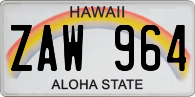 HI license plate ZAW964