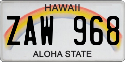 HI license plate ZAW968