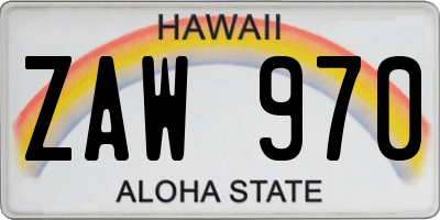 HI license plate ZAW970