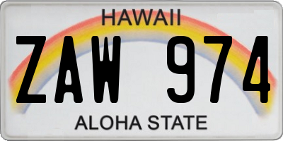 HI license plate ZAW974
