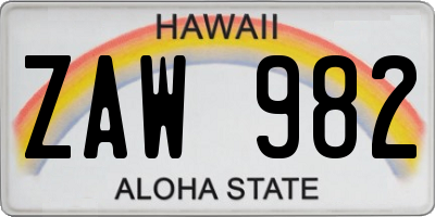 HI license plate ZAW982