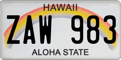 HI license plate ZAW983