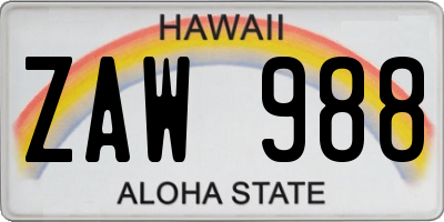 HI license plate ZAW988