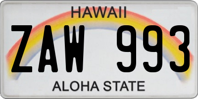 HI license plate ZAW993