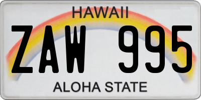 HI license plate ZAW995