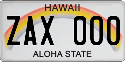 HI license plate ZAX000