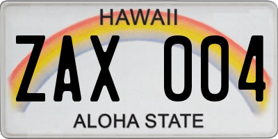 HI license plate ZAX004