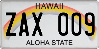 HI license plate ZAX009