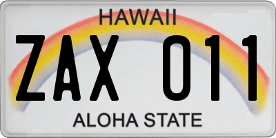 HI license plate ZAX011