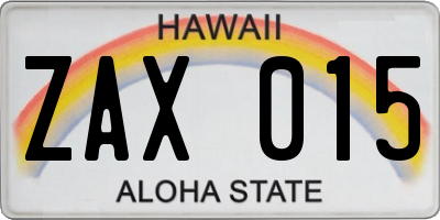 HI license plate ZAX015
