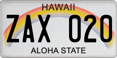HI license plate ZAX020