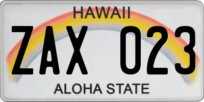 HI license plate ZAX023