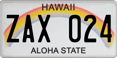 HI license plate ZAX024