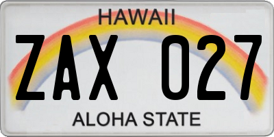 HI license plate ZAX027