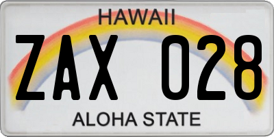 HI license plate ZAX028
