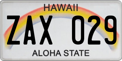 HI license plate ZAX029