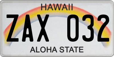 HI license plate ZAX032
