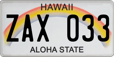HI license plate ZAX033