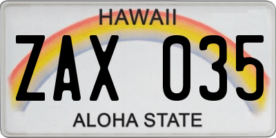 HI license plate ZAX035