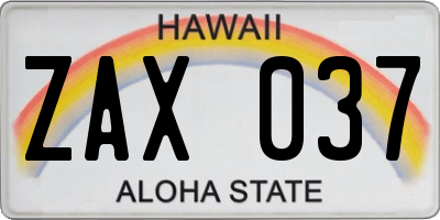 HI license plate ZAX037