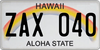 HI license plate ZAX040