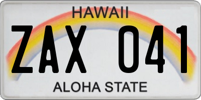 HI license plate ZAX041