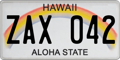 HI license plate ZAX042