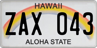 HI license plate ZAX043