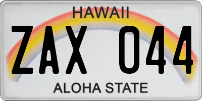 HI license plate ZAX044