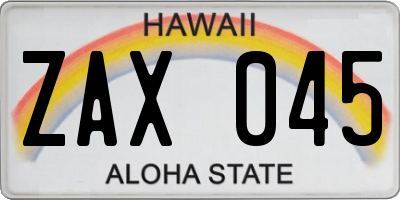 HI license plate ZAX045