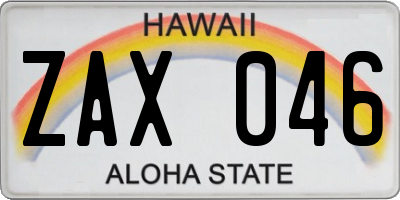 HI license plate ZAX046