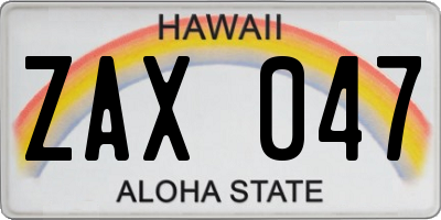 HI license plate ZAX047