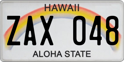 HI license plate ZAX048