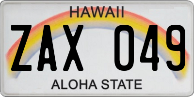 HI license plate ZAX049