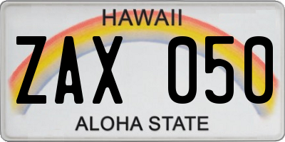 HI license plate ZAX050
