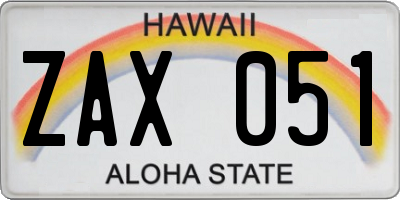 HI license plate ZAX051
