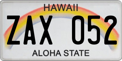 HI license plate ZAX052