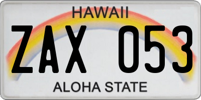 HI license plate ZAX053