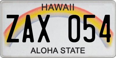 HI license plate ZAX054
